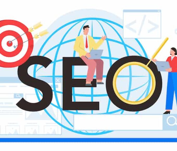 SEO typographic header. Idea of search engine optimization