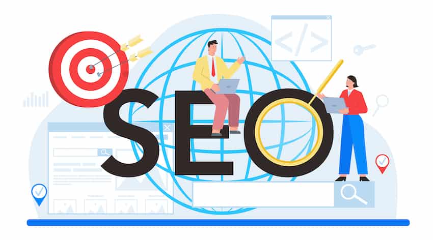 SEO typographic header. Idea of search engine optimization